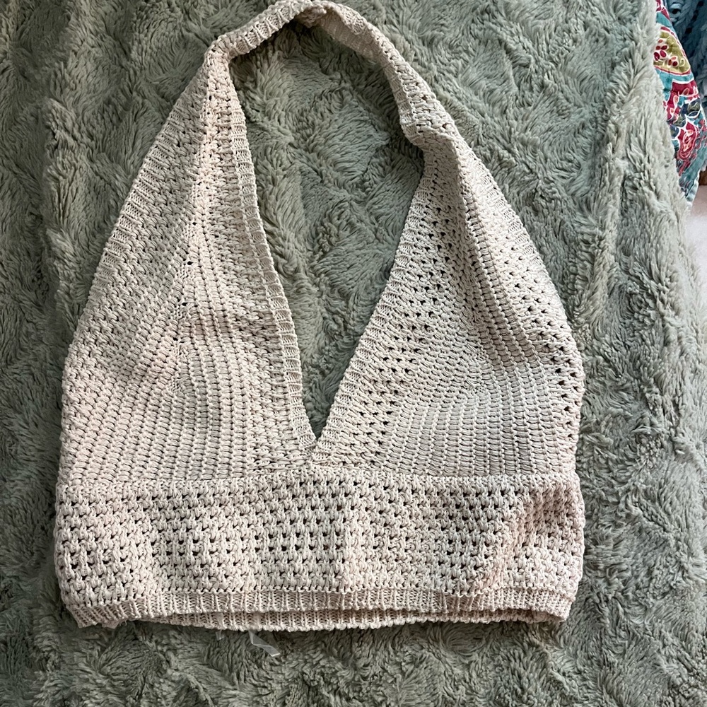 Crochet Halter Top in Cream